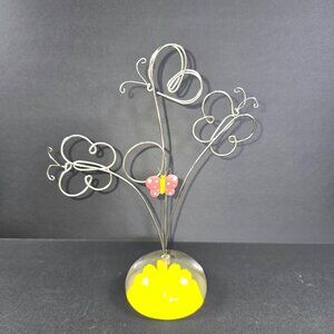 VTG Wire Photo Holder Floral Butterfly Recipe Business Card Memo